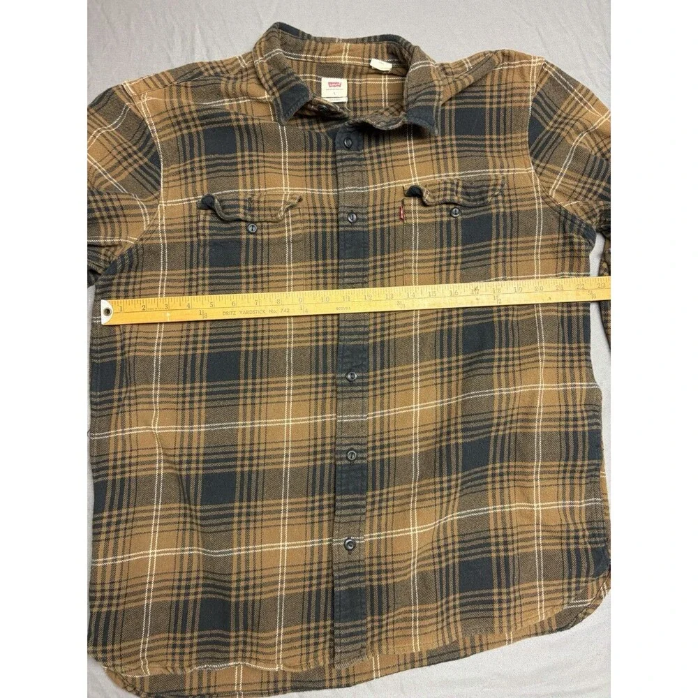 Levi's Men's Size L Brown/Black Plaid Flannel Cotton Relaxed Button-Up Shirt